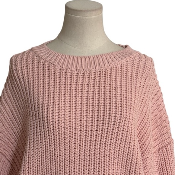 BANANA REPUBLIC Pink Ribbed Knit‎ Sweater Oversized Relaxed Fit Size L Factory - Picture 6 of 10